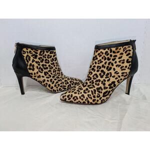 Adrienne Vittadini Leopard‎ Print Ankle Booties Stiletto Heel Size 7.5